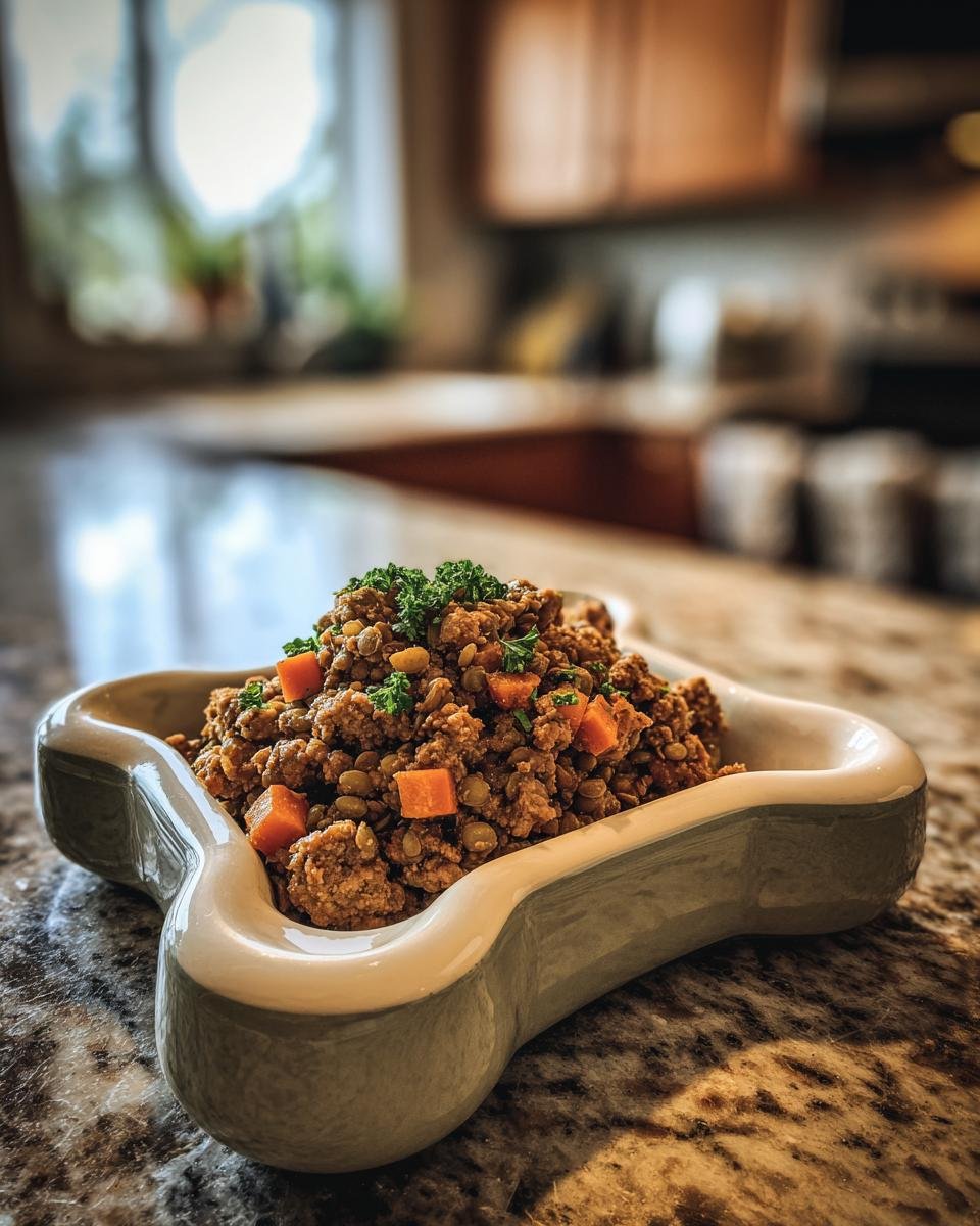 A close-up of a Beef and Lentil Iron Boost Bowl, featuring ground beef, lentils, and diced carrots, topped with fresh parsley.