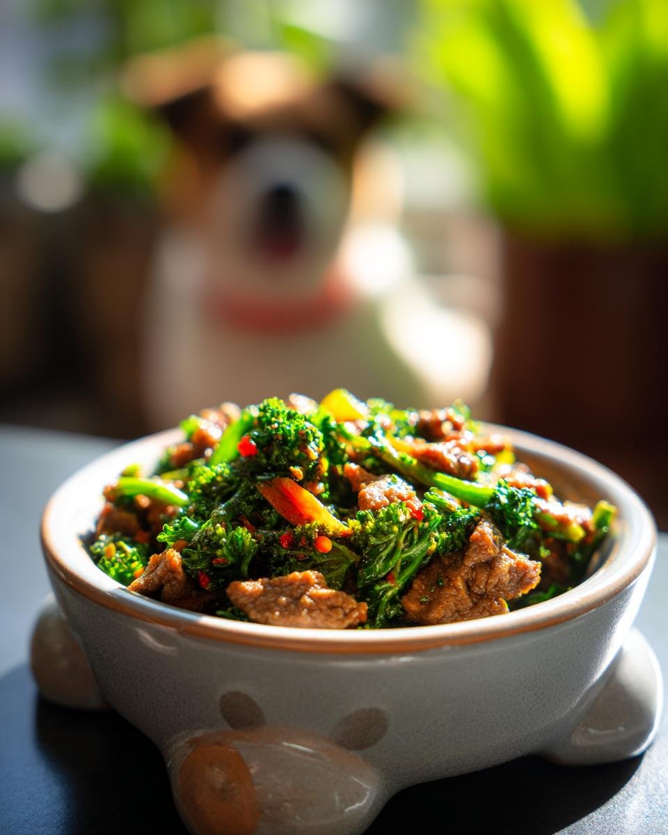 A vibrant bowl of Beef and Parsley Fresh Energy Dish, featuring tender beef strips and bright green broccoli florets.