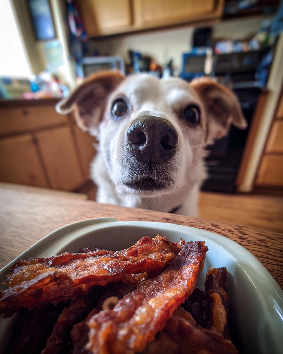 A cute dog with big eyes looking intently at a bowl of turkey banana soft jerky.